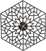 Sagebrook Home Black/Gold Metal Hexagon Wall Clock
