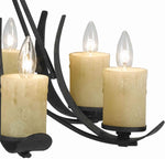 Benzara 8 Bulb Metal Frame Chandelier with Candle Lights, Black and Beige