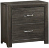 Benzara Transitional Wooden Nightstand with 2 Drawers and Metal Bar Handles, Gray