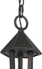 Benzara 3 Bulb Pendant Fixture with Metal Frame and Smoked Glass Shade, Bronze