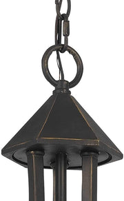 Benzara 3 Bulb Pendant Fixture with Metal Frame and Smoked Glass Shade, Bronze