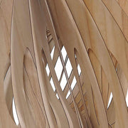 Benzara 60 Watt Aryballos Shape Wooden Ceiling Pendant, Oak Brown