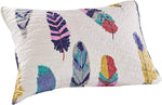 Benzara Neman 36 x 20 Cotton King Pillow Sham with Feather Print, Multicolor