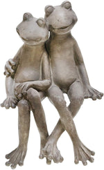 Benzara 19 Inches Polyresin Sitting Frog Couple Figurine, Light Gray