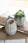Kalalou CQY1010 Set Of Two Repurposed Wood And Willow Baskets