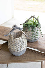 Kalalou CQY1010 Set Of Two Repurposed Wood And Willow Baskets