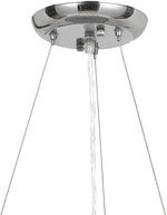 Benzara 3 Bulb Drum Shape Metal and Glass Pendant with Diffuser, Silver and Clear