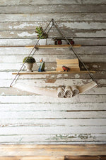 Kalalou CQ7533 Triangle Metal With Recycled Wood Shelves And Canvas Sling