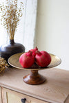 Kalalou NMAN1263 Brass Finish Compote with Wooden Base