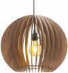 Benzara 60 Watt Caged Dome Shape Wooden Ceiling Pendant, Walnut Brown