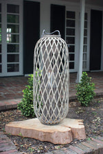 Kalalou CLUX1005 Tall Grey Willow Lantern with Glass