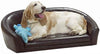 Benzara Cushioned Leatherette Dog Sofa Bed with Curved Backrest, Brown