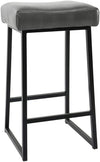 Benzara 26 Inch Metal Base Leatherette Backless Counter Stool, Set of 2, Gray