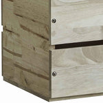 Benzara Plank Style Wooden Storage Box with Cut Out Handles, Light Brown