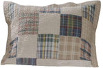Benzara Ebro Fabric King Pillow Sham with Plaids Square and Stripes Pattern, Cream