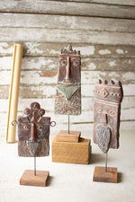 Kalalou H3994 Set of Three Clay and Iron Table Top Kings