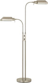 Benzara Metal Dual Height Floor Lamp with On Off Rocker Switches, Silver