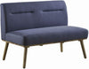 Benzara Fabric 2 Seater Loveseat Sofa with Splayed Legs and Padded Seat, Blue and Brown