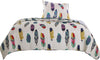 Benzara Boston 2 Piece Fabric Twin Size Quilt Set with Feather Prints, Multicolor