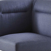 Benzara Fabric Sectional Sofa with Splayed Legs and Center Tufted Back, Blue and Brown