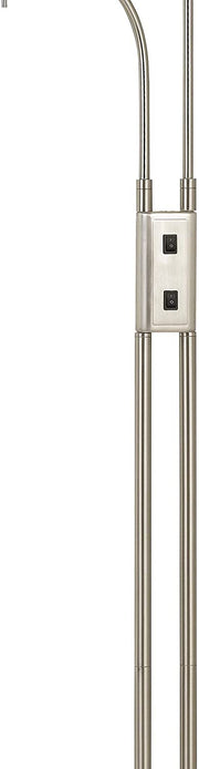Benzara Metal Dual Height Floor Lamp with On Off Rocker Switches, Silver