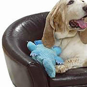 Benzara Cushioned Leatherette Dog Sofa Bed with Curved Backrest, Brown