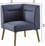 Benzara Fabric Sectional Sofa with Splayed Legs and Center Tufted Back, Blue and Brown