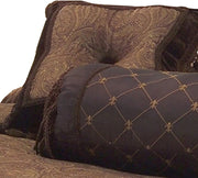 Benzara 9 Piece Queen Polyester Comforter Set with Paisley Pattern Design, Brown