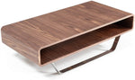 Benzara Modern Style Wooden Coffee Table with One Open Shelve, Brown and Silver