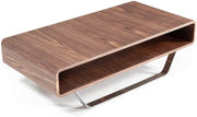 Benzara Modern Style Wooden Coffee Table with One Open Shelve, Brown and Silver