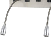 Benzara Metal Wall Lamp with  2 Gooseneck Reading Lights, White and Silver