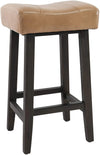 Benzara BM230735 26 Inch Wooden Frame Leatherette Backless Counter stool, Beige