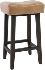 Benzara BM230735 26" Wooden Frame Leatherette Backless Counter Stool, Beige