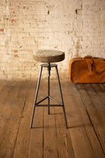 Kalalou NKHU1035 Adjustable Velvet Bar Stool with Iron Frame - Cobblestone