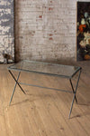 Kalalou CLL2418 Rectangular Metal Console Table with Glass Top