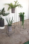 Kalalou H8325 Set  3 Nesting Iron Triangle Planters W Grey Wash Clay Pots