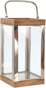 Sagebrook Home 14816-01 14" Metal /Wood Lantern, Silver