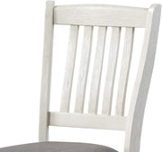 Benzara Wooden Counter Height Chair with Slatted Back, Set of 2, Antique White