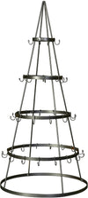 Benzara Metal Conical Shaped Ornament Display with Multiple Hooks, Gray