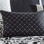 Benzara BM227296 7 Piece King Polyester Comforter Set, Black & White