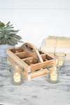 Kalalou CCHA1041 Recycled Wood Trug With Six Glass votive Holders