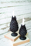 Kalalou CMN1373 Set Of Two Metal Artichokes On Stands - Antique Black