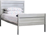 Benzara Corrugated Metal Frame Twin Size Bed, Silver