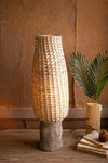 Kalalou CQY1002 Cylinder Repurposed Wood And Willow Table Lamp - Large