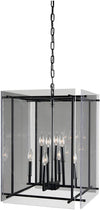 Benzara 9 Light Iron and Acrylic Geometric Chandelier, Black