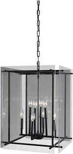 Benzara 9 Light Iron and Acrylic Geometric Chandelier, Black
