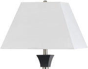 Benzara Metal Body Floor Lamp with Rectangular Tapered Shade, White and Silver