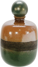 Benzara 14 Inches Glass Jar with Ball Lid, Green and Brown