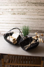 Kalalou CNMR1031 Set Of Two Black Bamboo Scoop Baskets