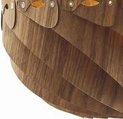 Benzara 60 Watt Swirl Design Wooden Ceiling Pendant, Walnut Brown